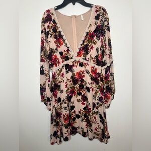 Sage Dress with Floral Lace Accents size medium 
With wide sleeves